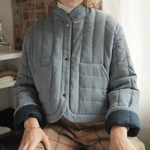 Kordal cropped denim quilted jacket XS